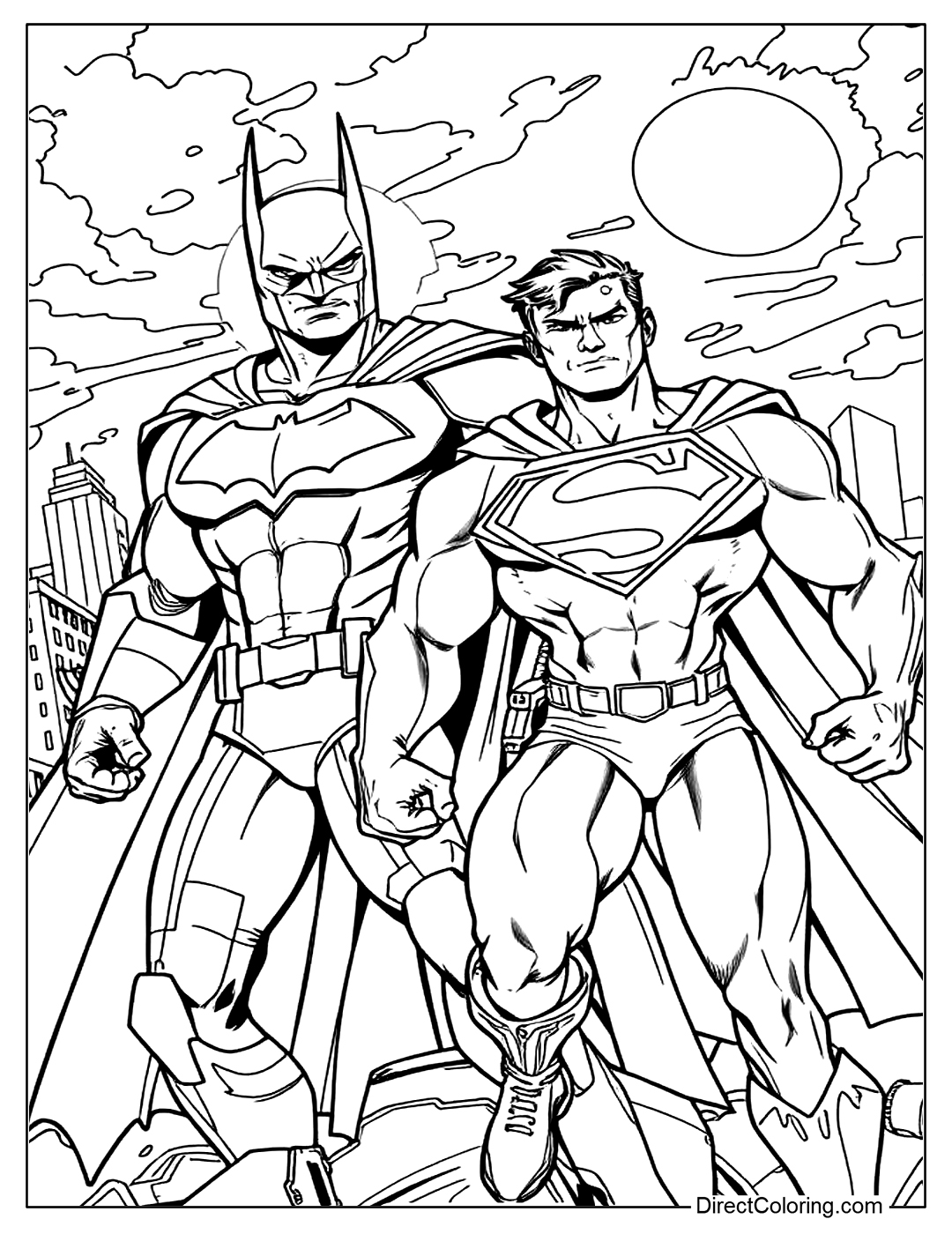 Batman with Superman Coloring Page of Free